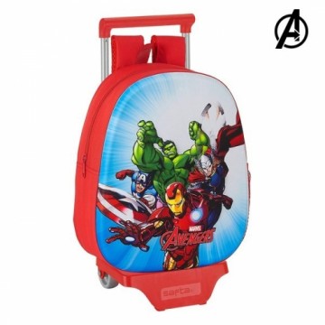 Школьный рюкзак 3D с колесиками 705 The Avengers Красный