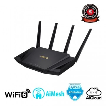 Wireless Router|ASUS|Wireless Access Point|3000 Mbps|IEEE 802.11a|IEEE 802.11b|IEEE 802.11g|IEEE 802.11n|IEEE 802.11ac|IEEE 802.11ax|USB 3.1|1 WAN|4x10/100/1000M|Number of antennas 4|RT-AX58