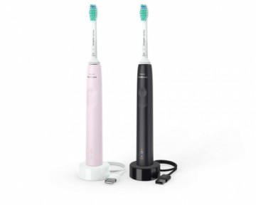 Sonicare PHILIPS 3100 Sonic elektriskā zobu birste 2gab, rozā + melna - HX3675/15