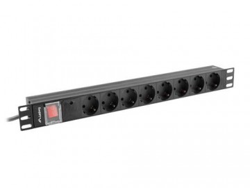 Lanberg PDU-08F-0200-BK power distribution unit (PDU) 8 AC outlet(s) 1U Black