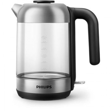 Philips Kettle HD9339/80 Electric, 2200 W, 1.7 L, Stainless steel/Glass, 360° rotational base, Black/Silver