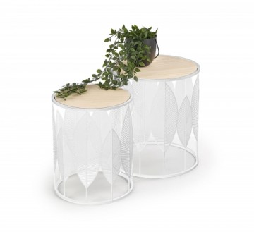 Halmar FOLLA set of 2 c. tables natural / white