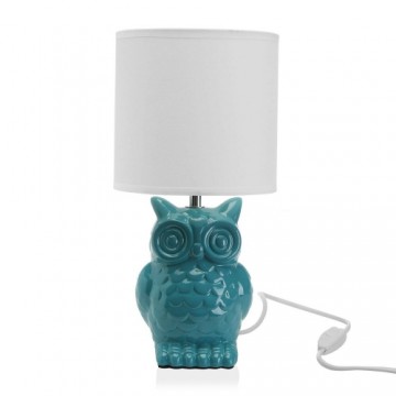 Bigbuy Home Galda lampa Pūce Zils Keramika (16 x 16 x 32,5 cm)