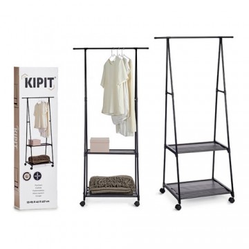 Coat Stand with Wheels Black Metal (85 x 45 x 157 cm)