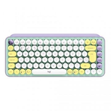 Logitech POP Keys Wireless Mechanical With Emoji Keys keyboard Bluetooth QWERTY US International Mint colour, Violet, White, Yellow