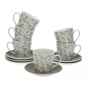 Set of Mugs with Saucers Versa Oxford Porcelain 9 x 14 x 14 cm 10,5 x 8 x 6 cm 14 x 14 x 2 cm (12 pcs)