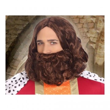 Wig with beard C/C. PELUCA 43624 Brown Wizard King