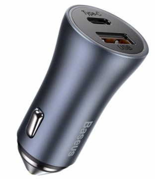 Baseus TZCCJD-0G Golden Contactor Car Charger Dual Quick Charger USB 40W Dark Grey