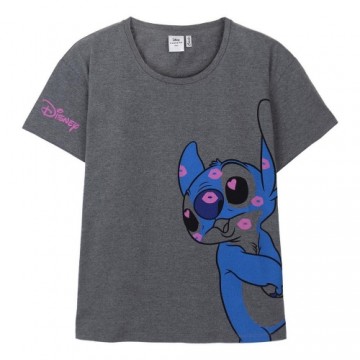 Sieviešu Krekls ar Īsām Piedurknēm Stitch Tumši pelēks