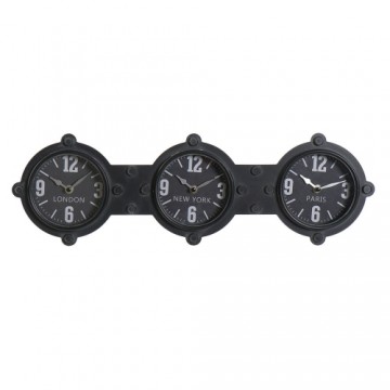 Wall Clock DKD Home Decor Crystal Black Iron (58 x 6.5 x 18 cm)