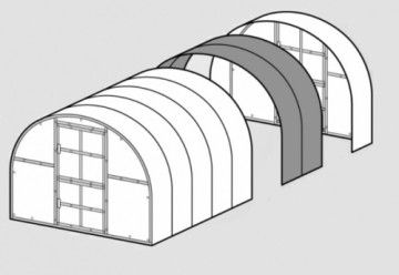 Karkass siltumnīcas pagarinājumam KLASIKA 2m, bez pārklājuma.
