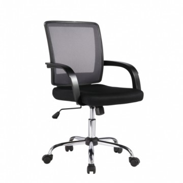 Darba krēsls VISANO 57x56,5xH88-95,5cm, sēdeklis: audums, krāsa: melna, atzveltne: siets, krāsa: melna