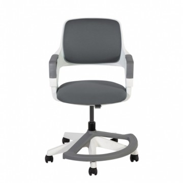 Bērnu mācību krēsls ROOKEE 64x64xH76-93cm, sēdvieta un atzveltne: audums, krāsa: pelēks, balts plastmasas rāmis