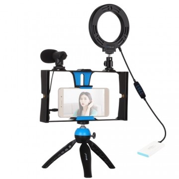 Puluz Blogging Smartphone Video Rig (LED Ring Light, Tripod Mount, Phone Holder, Mic)