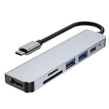 Tech-Protect V4 Type-C Multiport Hub 6in1 USB / HDMI / SD / PD