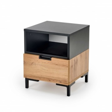 Halmar SILVIA bedside table, wotan oak - black