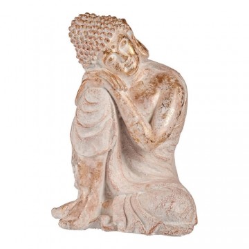 Decorative Garden Figure Buddha White/Gold Polyresin (35,5 x 54,5 x 42 cm)