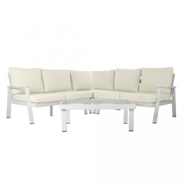 Садовый диван DKD Home Decor Белый Стеклянный полиэстер Алюминий (4 pcs) (212 x 212 x 86 cm)