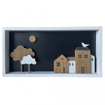 Wall Decoration DKD Home Decor White Brown Houses Urban 40 x 3,5 x 20 cm