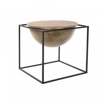 Вспомогательный стол DKD Home Decor Чёрный Металл Деревянный Коричневый (64 x 64 x 62,5 cm)