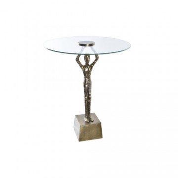 Вспомогательный стол DKD Home Decor Стеклянный Позолоченный Алюминий Мужской (46 x 46 x 57 cm)
