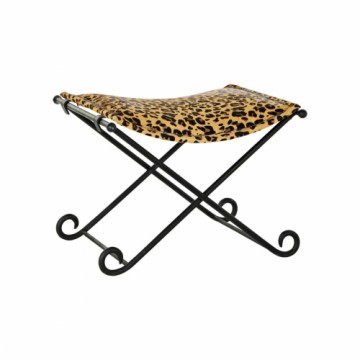 Sīkas mēbeles DKD Home Decor Melns Metāls Brūns Āda Leoparda (55 x 45 x 41 cm)