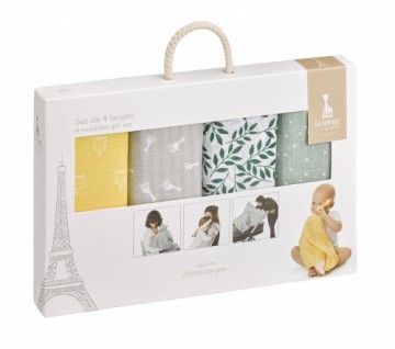 VULLI colored swaddles set SOPHIE LA GIRAFE, 4 pcs. 70x70 cm, 850800