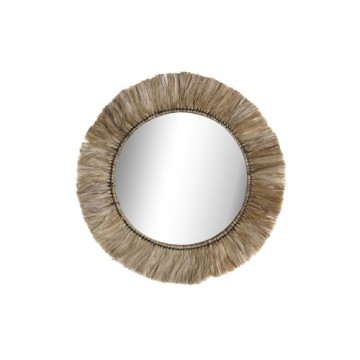 Wall mirror DKD Home Decor Crystal Natural Jute (52 x 3 x 52 cm)