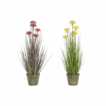 Декоративное растение DKD Home Decor Розовый Металл Жёлтый PVC (30 x 30 x 78 cm) (2 штук)