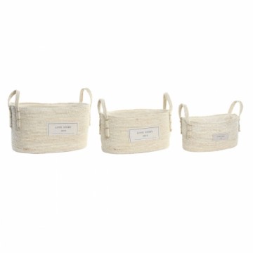 Basket set DKD Home Decor Cotton Fibre (34 x 23 x 20 cm)