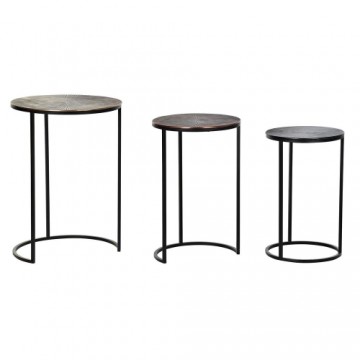 Set of 3 small tables DKD Home Decor Black Copper Golden 44 x 44 x 61 cm