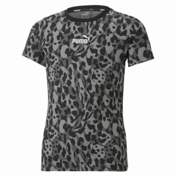 Child's Short Sleeve T-Shirt Puma Alpha AOP Black