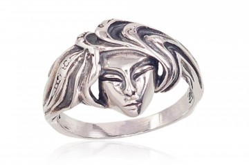 Серебряное кольцо #2101562(POx-Bk), Серебро	925°, оксид (покрытие), Размер: 17, 5 гр.