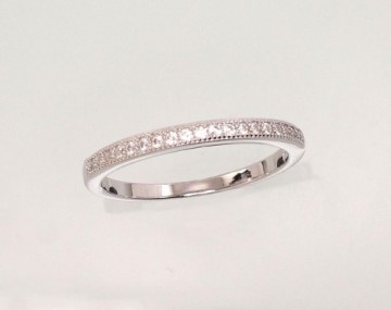 Серебряное кольцо #2101479(PRh-Gr)_CZ, Серебро	925°, родий (покрытие), Цирконы , Размер: 16.5, 1.6 гр.