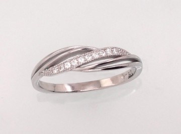 Серебряное кольцо #2101476(PRh-Gr)_CZ, Серебро	925°, родий (покрытие), Цирконы , Размер: 18, 1.6 гр.
