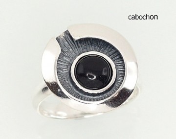 Серебряное кольцо #2100932(POx-Bk)_ON-2, Серебро	925°, оксид (покрытие), Оникс , Размер: 18, 5.7 гр.