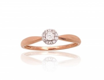 Золотое кольцо #1101050(Au-R+PRh-W)_DI, Красное Золото	585°, родий (покрытие) , Бриллианты (0,08Ct), Размер: 18.5, 1.46 гр.