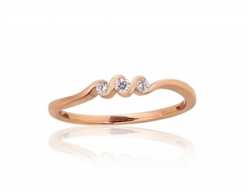Золотое кольцо #1101015(Au-R)_DI, Красное Золото	585°, Бриллианты (0,1Ct), Размер: 16.5, 1.66 гр.