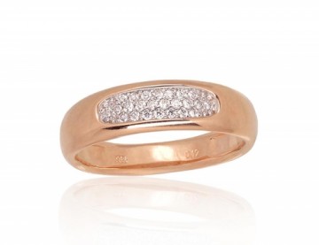 Золотое кольцо #1100949(Au-R+PRh-W)_DI, Красное Золото	585°, родий (покрытие) , Бриллианты (0,12Ct), Размер: 17, 3.37 гр.