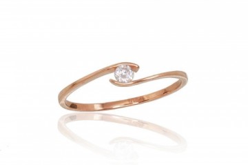 Золотое кольцо #1100805(Au-R)_CZ, Красное Золото	585°, Цирконы , Размер: 15, 1.09 гр.