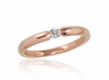 Золотое кольцо #1100556(Au-R)_DI, Красное Золото	585°, Бриллианты (0,08Ct), Размер: 17.5, 2.71 гр.