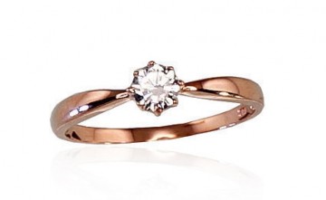 Золотое кольцо #1100284(Au-R)_CZ, Красное Золото	585°, Цирконы , Размер: 17, 1.06 гр.