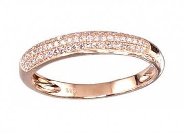 Золотое кольцо #1100121(Au-R)_DI, Красное Золото	585°, Бриллианты (0,176Ct), Размер: 17, 2.19 гр.