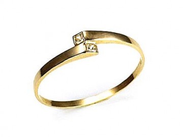Золотое кольцо #1100003(Au-Y)_CZ, Желтое Золото	585°, Цирконы , Размер: 16, 1.01 гр.