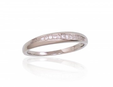 Серебряное кольцо #2101647(PRh-Gr)_CZ, Серебро	925°, родий (покрытие), Цирконы , Размер: 17, 1.6 гр.