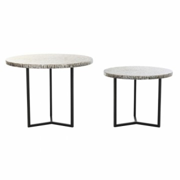 Набор из двух столиков DKD Home Decor Серый Бежевый Перламутр Железо современный (76 x 76 x 60 cm)