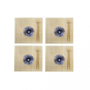 Набор для суши DKD Home Decor Синий Белый Бамбук Керамика (14,5 x 14,5 x 31 cm)