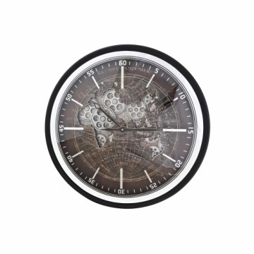 Настенное часы DKD Home Decor Коричневый Карта Мира Чёрный Железо (59,5 x 8,5 x 59,5 cm)