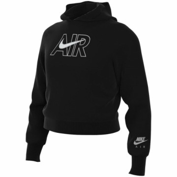 Толстовка с капюшоном для девочек AIR FT CROP HOODIE Nike DM8372 010 Чёрный