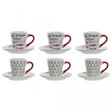 Piece Coffee Cup Set DKD Home Decor Metal Multicolour Stoneware 130 ml